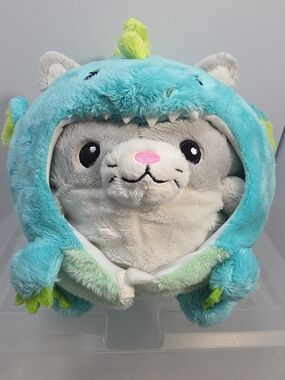 Squishable Gray Cat In Green Dragon Costume Plush Stuffed Animal 8"